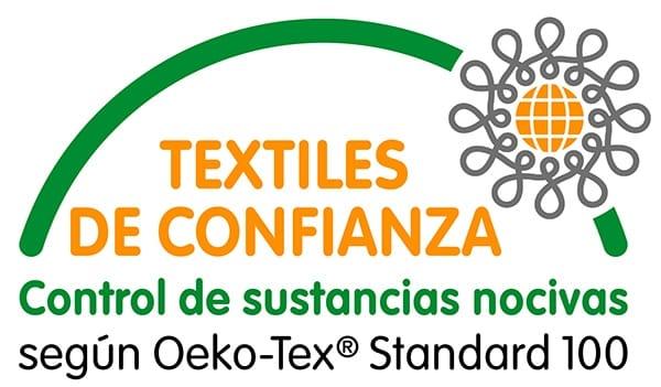 Cartel sobre textiles de confianza y polyscreen ecológico
